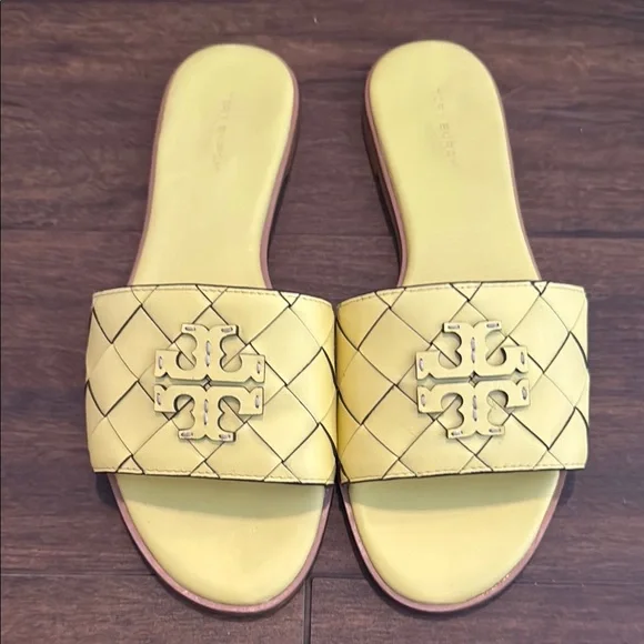 Tory Burch Yellow Slide Sandals - Picture 1 of 3